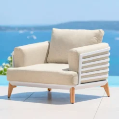 Salotto da giardino alluminio 9 posti 12 pezzi Monte Carlo Bianco e beige
