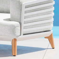 Salotto da giardino alluminio 9 posti 12 pezzi Monte Carlo Bianco e grigio chiaro