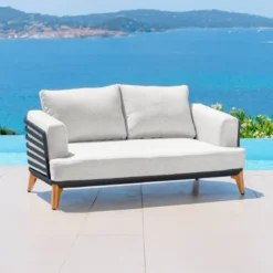 Salotto da giardino alluminio 9 posti 12 pezzi Monte Carlo Grigio antracite e grigio chiaro
