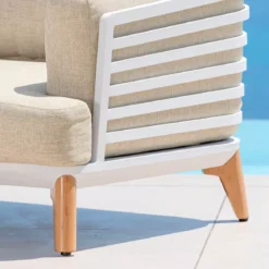 Salotto da giardino alluminio 8 posti 6 pezzi Monte Carlo Bianco e beige