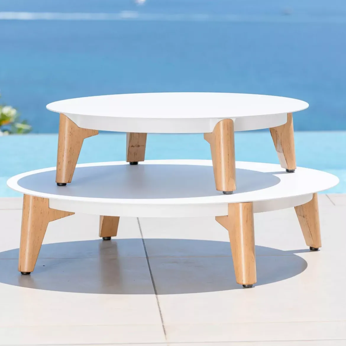 Salotto da giardino alluminio 8 posti 6 pezzi Monte Carlo Bianco e beige