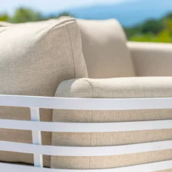 Salotto da giardino alluminio 8 posti 6 pezzi Monte Carlo Bianco e beige
