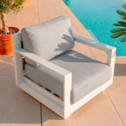 Salotto da giardino alluminio 4 posti 4 pezzi Elba Bianco e grigio chiaro