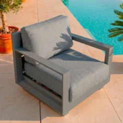 Salotto da giardino angolare alluminio 10 posti Elba Grigio antracite