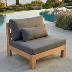 Salotto da giardino angolare in legno di acacia 5 posti 5 pezzi Bornéo Grigio antracite