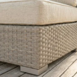 Salotto da giardino angolare in resina intrecciata 5 posti Palma Grigio e beige