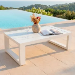 Salotto da giardino angolare alluminio 10 posti Elba Bianco e tortora