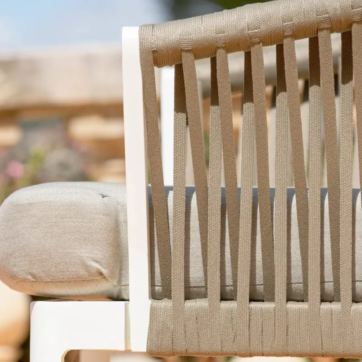 Salotto da giardino in alluminio 4 posti 4 pezzi Amalfi Bianco e tortora