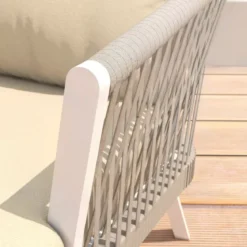 Salotto da giardino in alluminio 4 posti 4 pezzi Amalfi Bianco e beige