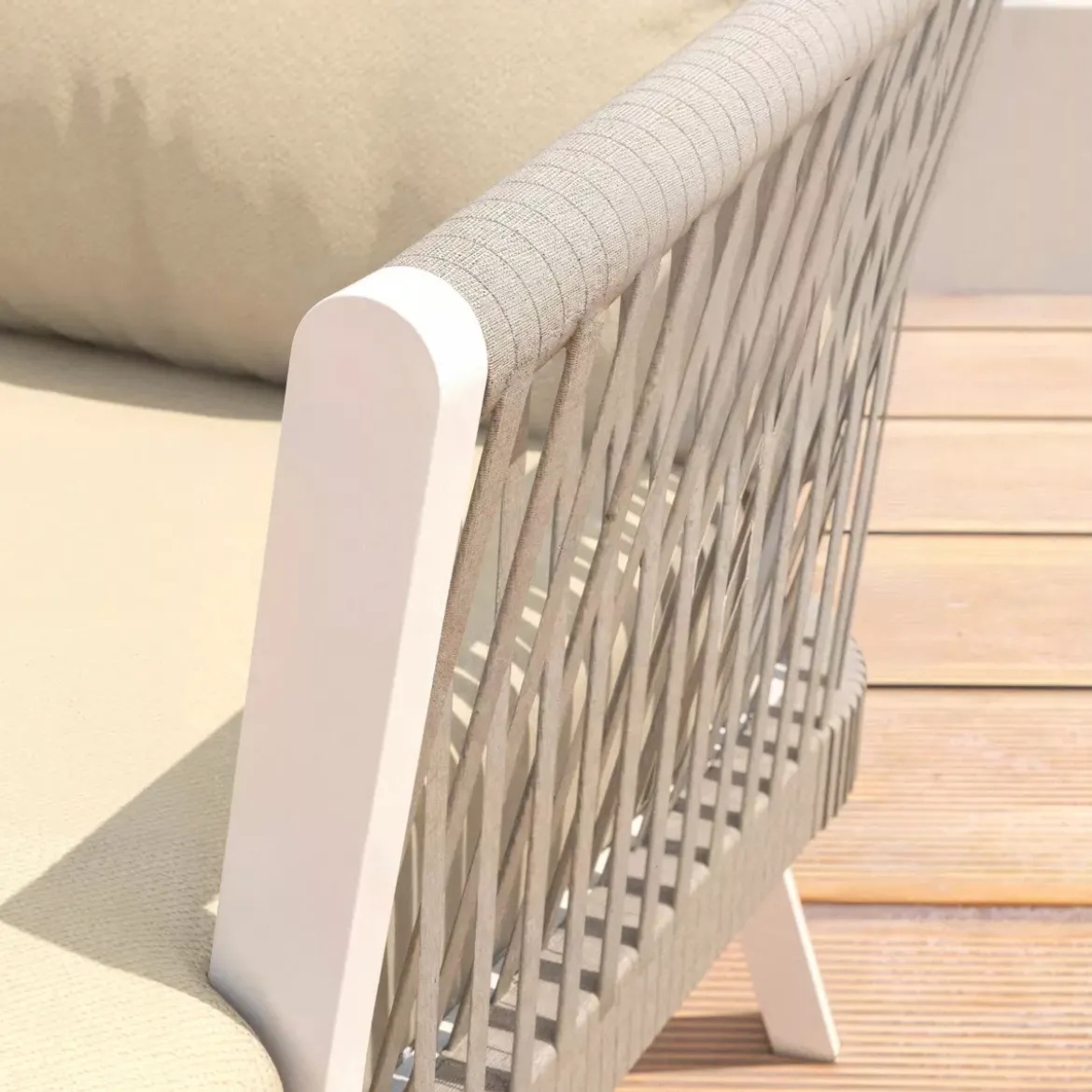 Salotto da giardino in alluminio 4 posti 4 pezzi Amalfi Bianco e beige