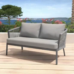 Salotto da giardino in alluminio 4 posti 4 pezzi Amalfi Grigio antracite