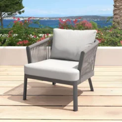 Salotto da giardino in alluminio 4 posti 4 pezzi Amalfi Grigio antracite e grigio chiaro