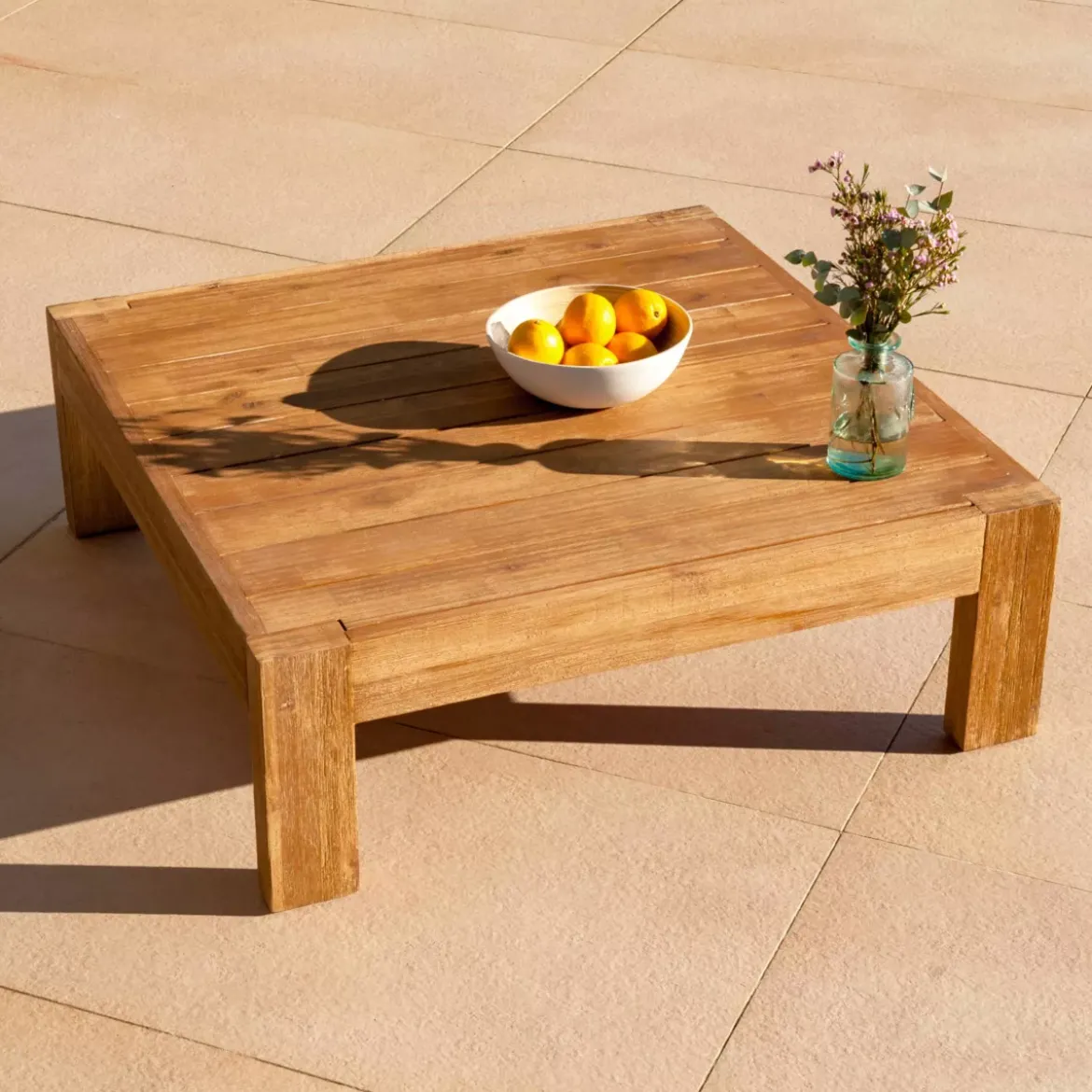 Salotto da giardino in legno di acacia 5 posti 4 pezzi Bornéo Sabbia