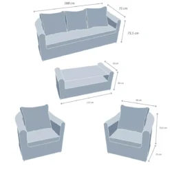 Salotto da giardino in resina intrecciata 5 posti 4 pezzi Calvi Bianco