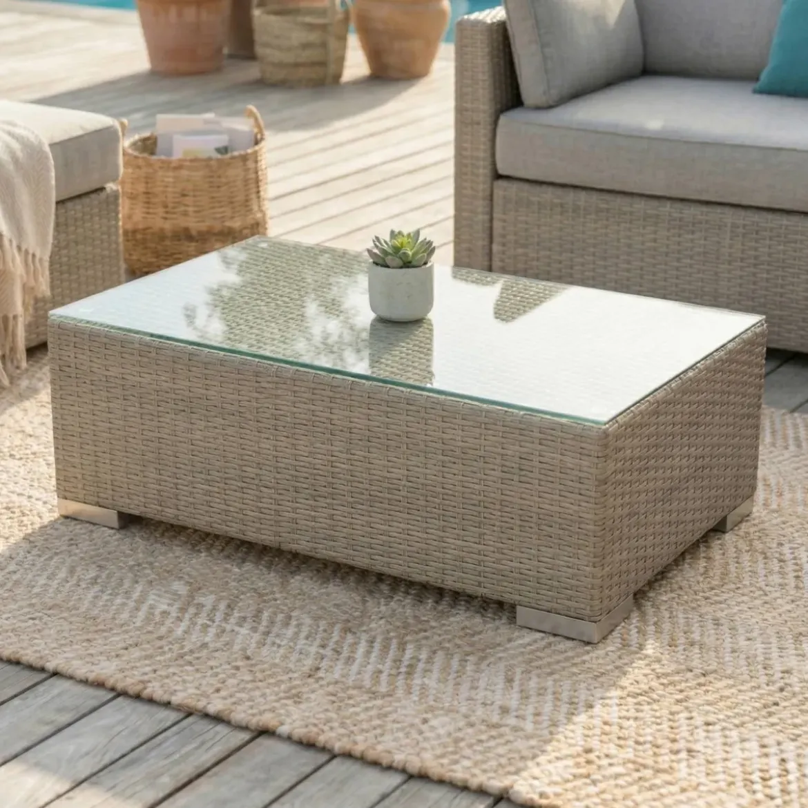 Salotto da giardino in resina intrecciata 9 posti 9 pezzi Palma Grigio