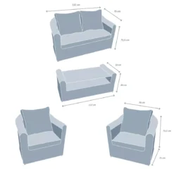 Salotto da giardino in resina intrecciata 4 posti 4 pezzi Calvi Seppia e tortora