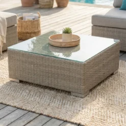 Salotto da giardino in resina intrecciata 2 posti 3 pezzi Palma Grigio e beige