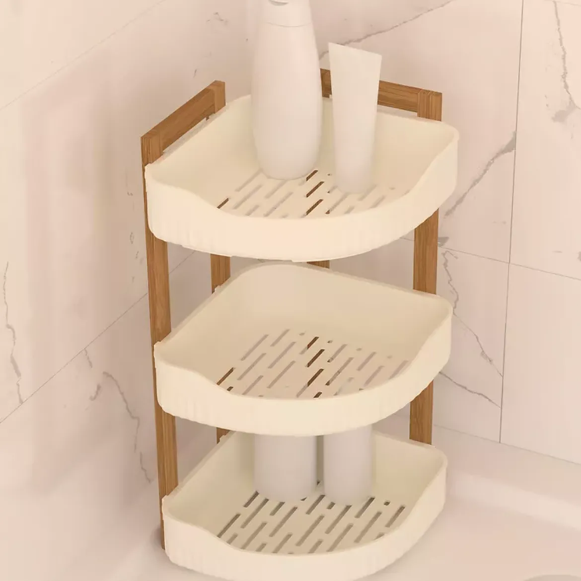 Scaffale angolare per bagno a 3 livelli (H45 cm) Natureo Bianco