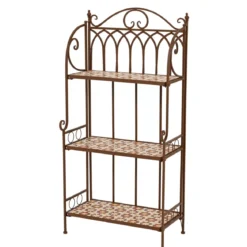 Scaffale da esterno pieghevole in mosaico (H118 cm) Madrid Marrone