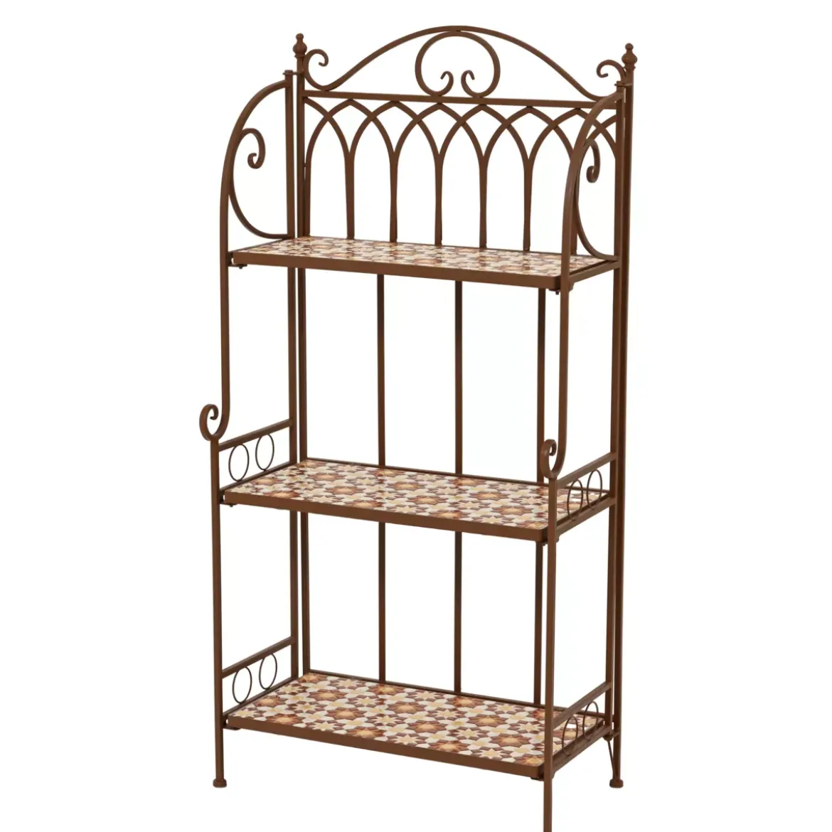 Scaffale da esterno pieghevole in mosaico (H118 cm) Madrid Marrone