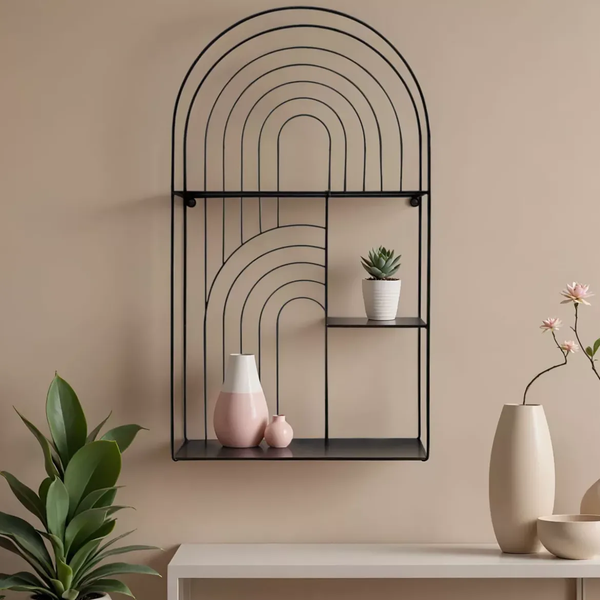 Scaffale da parete metallo 3 ripiani (Alt 70 cm) Tiggy Nero