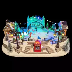 Scena di vita illuminata e musicale Pista di patinaggio esterna
