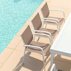Sedia da giardino alluminio impilabile Murano Bianco e tortora