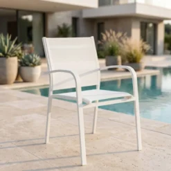 Sedia da giardino alluminio impilabile Murano Bianco