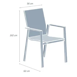 Sedia da giardino con schienale alto in alluminio impilabile Murano Grigio antracite