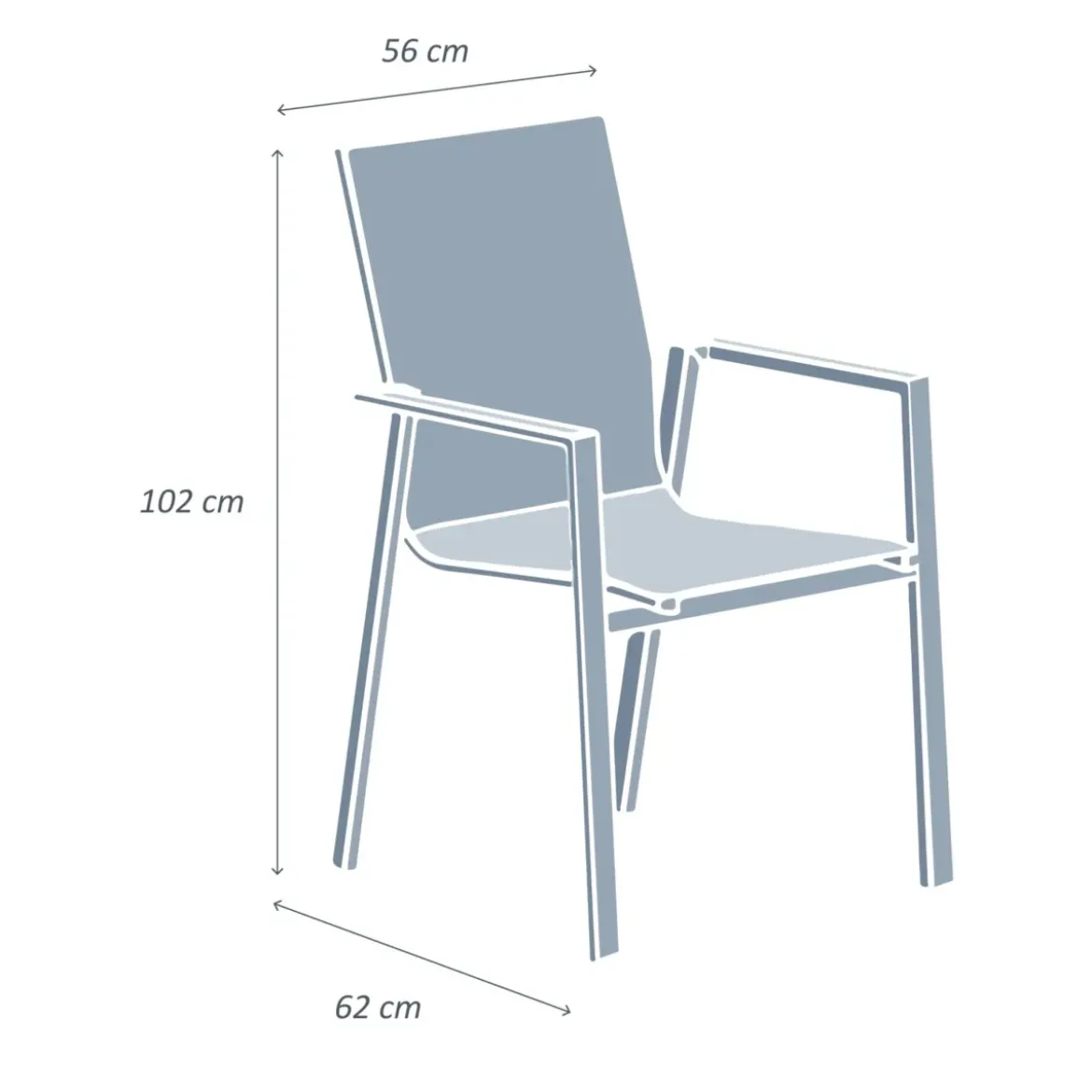 Sedia da giardino con schienale alto in alluminio impilabile Murano Grigio antracite