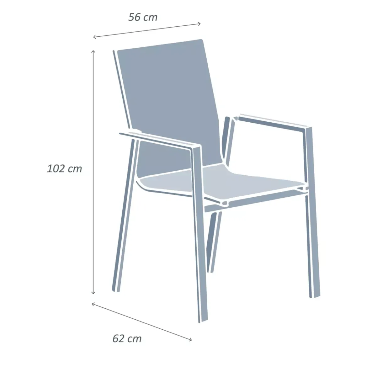 Sedia da giardino con schienale alto in alluminio impilabile Murano Grigio antracite