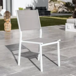 Sedia da giardino impilabile Alluminio Murano Bianco/Tortora