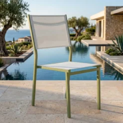 Sedia da giardino impilabile in alluminio Murano Verde rosmarino