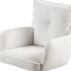 Sedia da ufficio con ruote in velluto a coste regolabile in altezza (seduta da 46 a 54 cm) Nuva Bianco