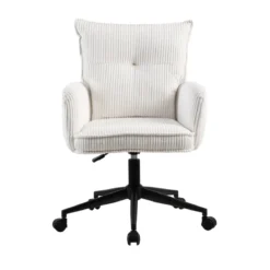 Sedia da ufficio con ruote in velluto a coste regolabile in altezza (seduta da 46 a 54 cm) Nuva Bianco