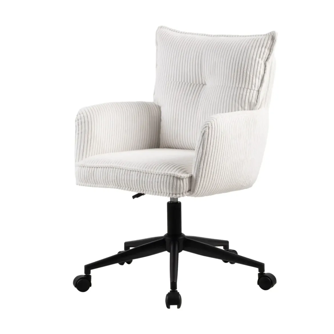 Sedia da ufficio con ruote in velluto a coste regolabile in altezza (seduta da 46 a 54 cm) Nuva Bianco