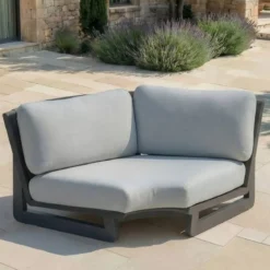 Set angolare da giardino in alluminio 7 posti 7 pezzi Long Beach Antracite e grigio chiaro
