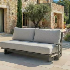 Set angolare da giardino in alluminio 5 posti 5 pezzi Long Beach Grigio antracite e tortora