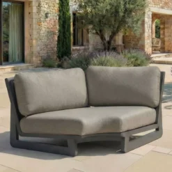 Set angolare da giardino in alluminio 5 posti 5 pezzi Long Beach Grigio antracite e tortora