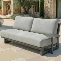 Set angolare da giardino in alluminio 5 posti Long Beach Grigio antracite e grigio chiaro