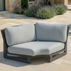 Set angolare da giardino in alluminio 5 posti Long Beach Grigio antracite e grigio chiaro