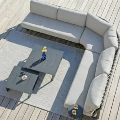 Set angolare da giardino in alluminio 5 posti Long Beach Grigio antracite e grigio chiaro