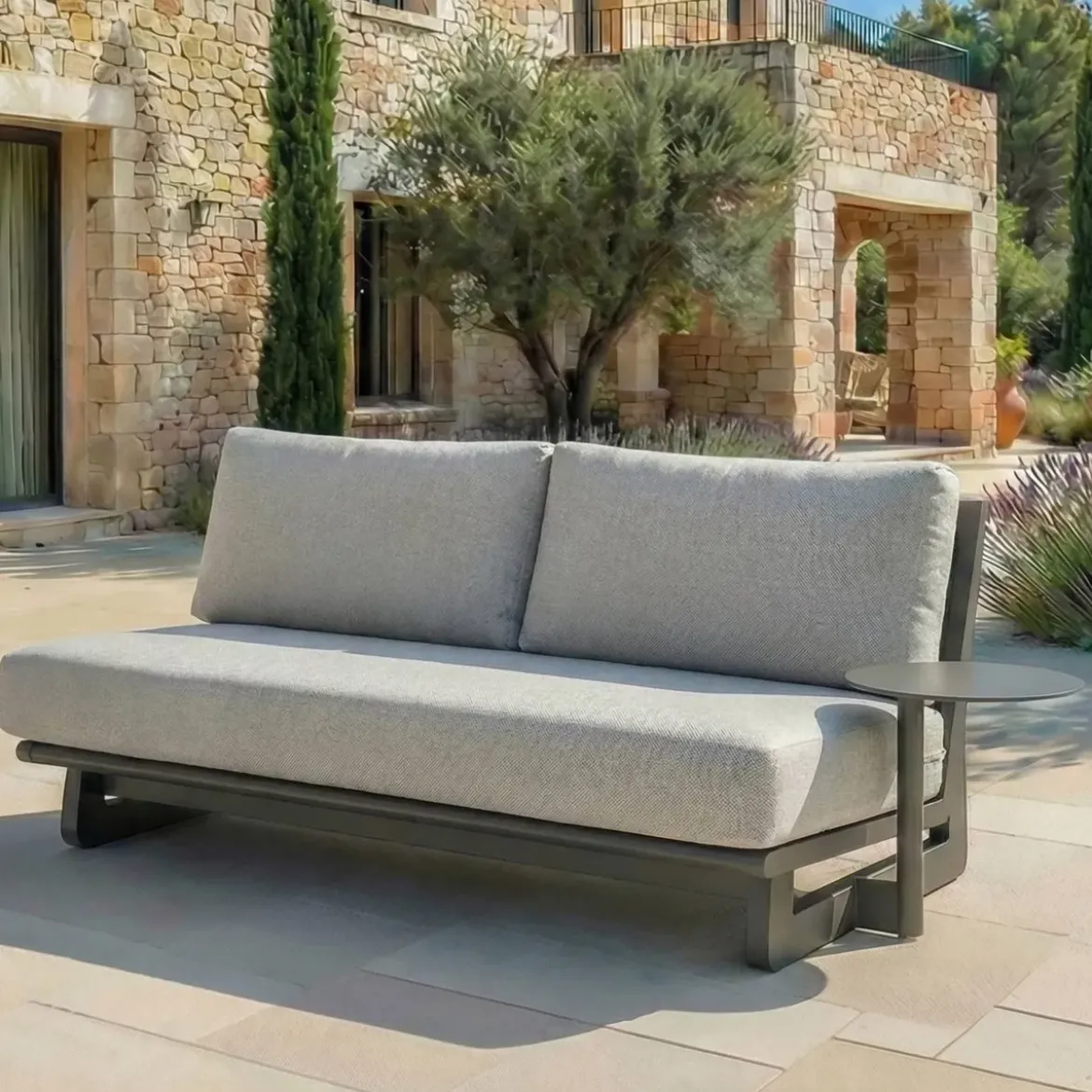 Set angolare da giardino in alluminio 5 posti Long Beach Grigio antracite e tortora