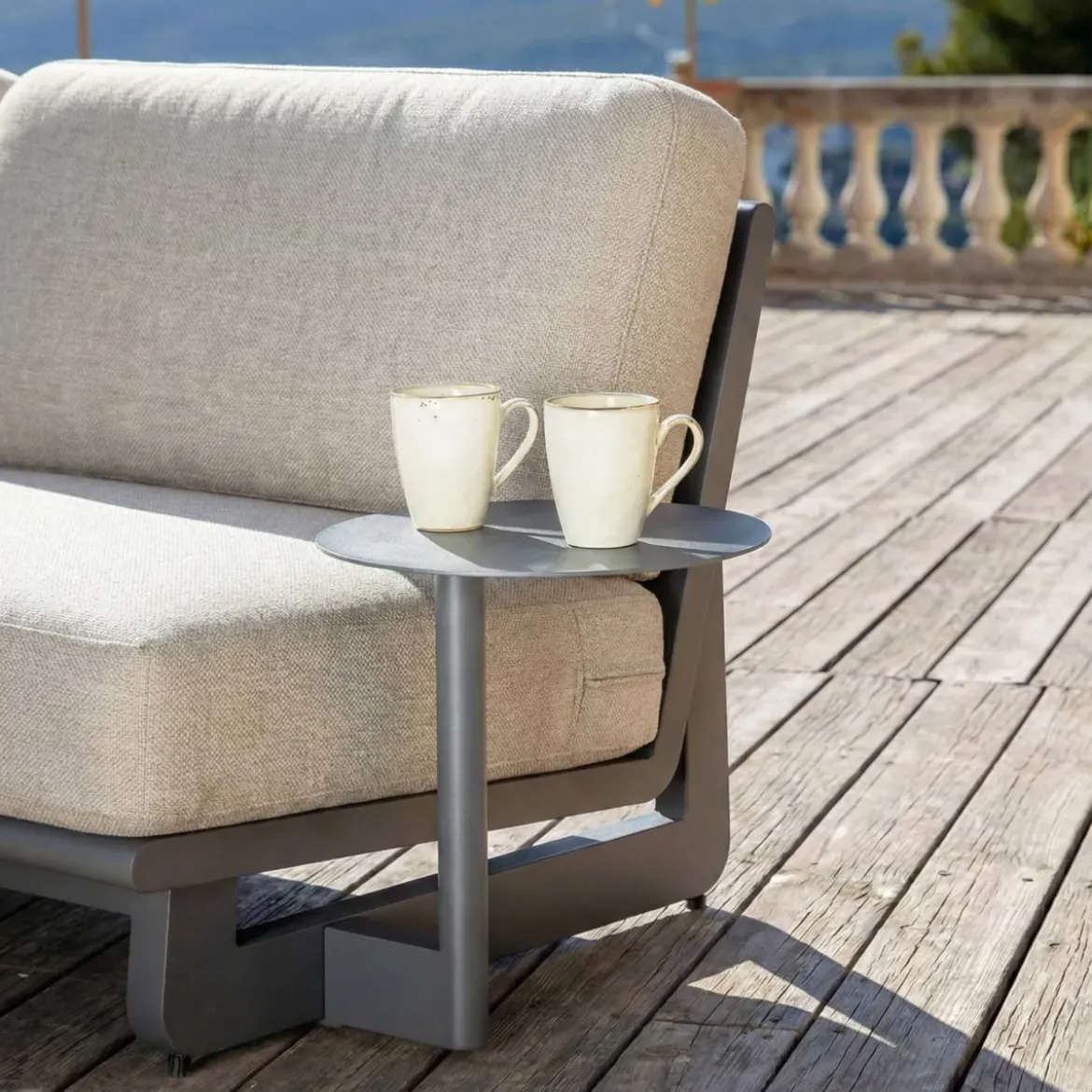 Set angolare da giardino in alluminio 5 posti Long Beach Grigio antracite e tortora