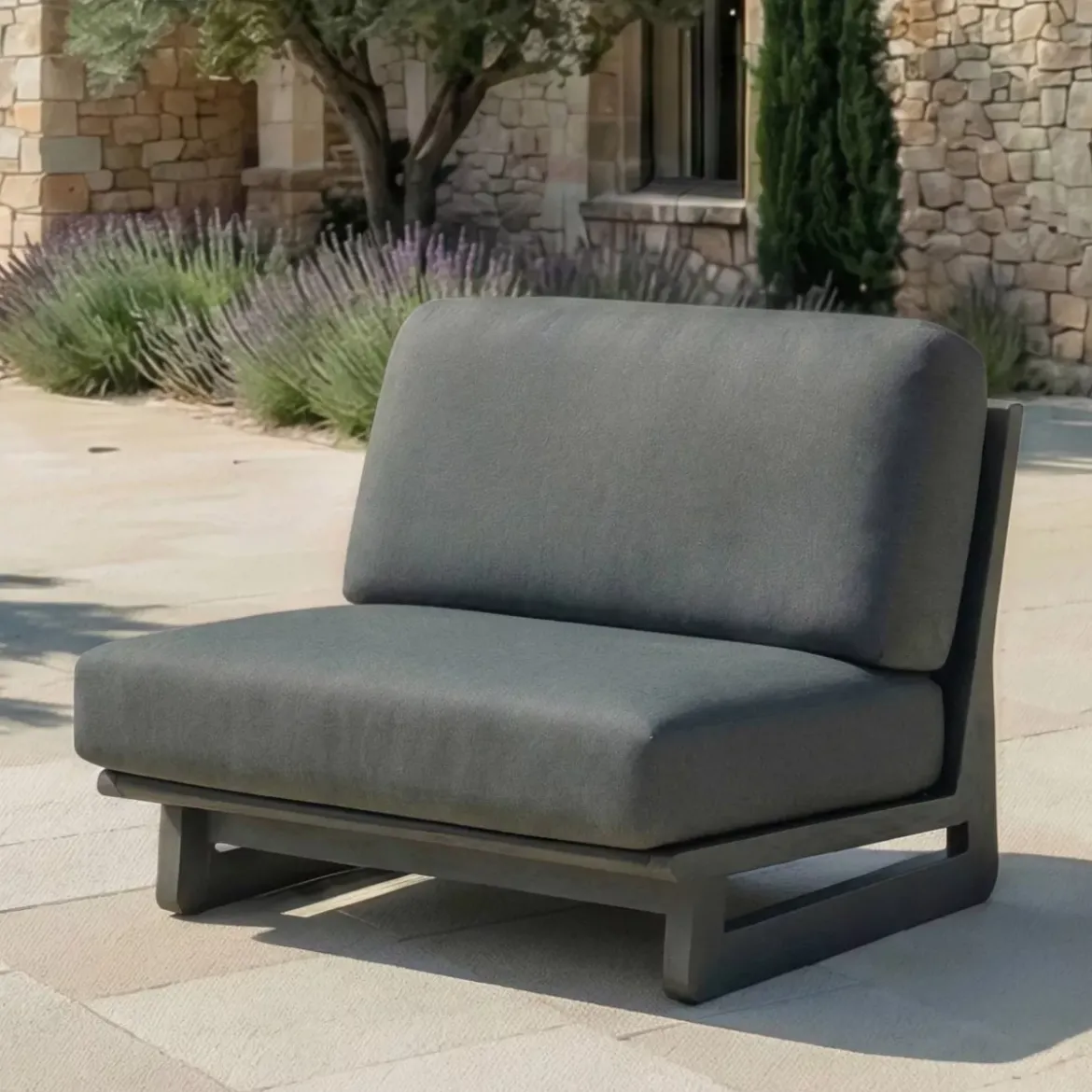 Set angolare da giardino in alluminio 6 posti 6 pz Long Beach Grigio antracite