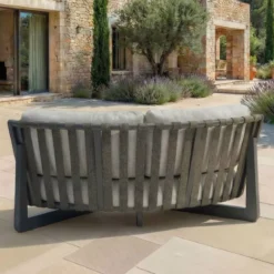 Set angolare da giardino in alluminio 6 posti 6 pezzi Long Beach Grigio antracite e tortora