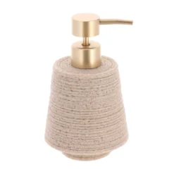 Set bicchiere distributore e porta sapone in poliresina effetto sabbia Lina Beige