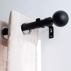 Set completo bastone tenda regolabile (L120 - L210 cm / Ø28 mm) Gaïa Nero