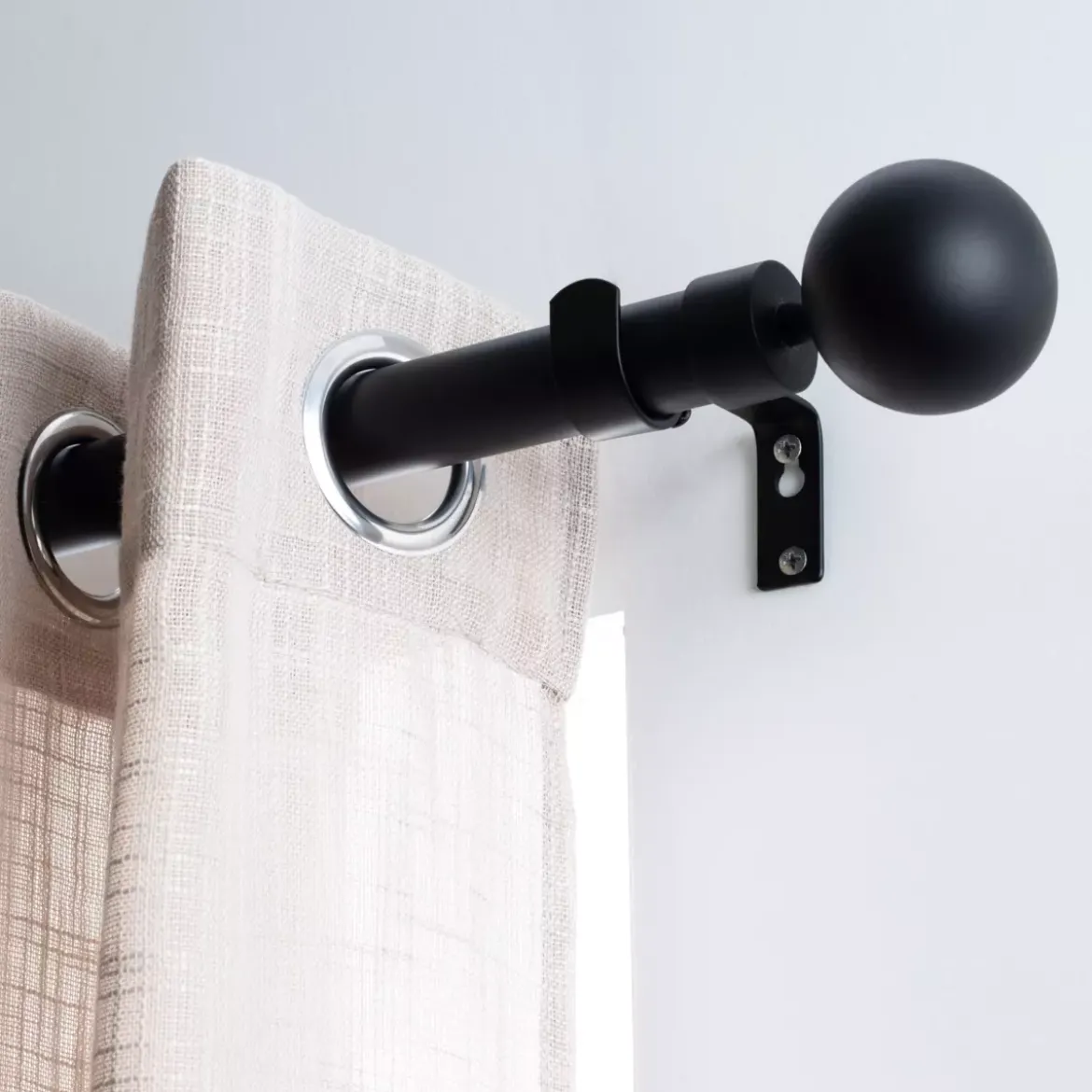 Set completo bastone tenda regolabile (L120 - L210 cm / Ø28 mm) Gaïa Nero