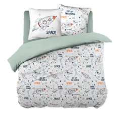 Set copripiumino e due federe bambino in cotone (240 x 220 cm) Galassia Bianca
